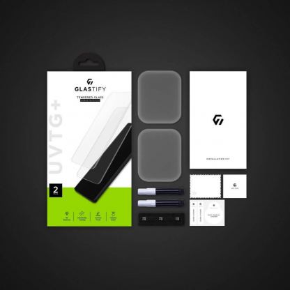 Glastify UVTG Plus Tempered Glass - 2 броя калени стъклени защитни покрития с извити ръбове с течно лепило и UV лампа за дисплея на Apple Watch 41мм (прозрачно) 4