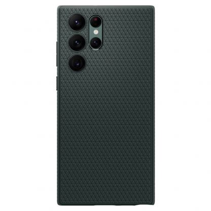 Spigen Liquid Air Case - силиконов (TPU) калъф с висока степен на защита за Samsung Galaxy S22 Ultra (тъмнозелен) 10
