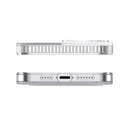 Baseus Crystal Magnetic Glass Case With a Bracket - хибриден удароустойчив кейс с MagSafe и вградена поставка за iPhone 13 (прозрачен) 4