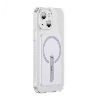 Baseus Crystal Magnetic Glass Case With a Bracket - хибриден удароустойчив кейс с MagSafe и вградена поставка за iPhone 13 (прозрачен) 7