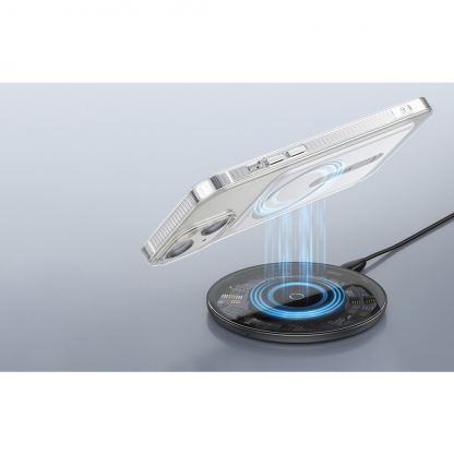 Baseus Crystal Magnetic Glass Case With a Bracket - хибриден удароустойчив кейс с MagSafe и вградена поставка за iPhone 13 (прозрачен) 8