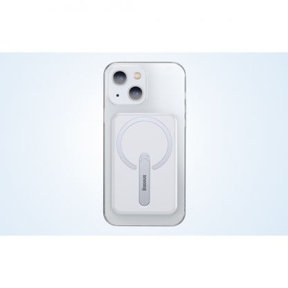Baseus Crystal Magnetic Glass Case With a Bracket - хибриден удароустойчив кейс с MagSafe и вградена поставка за iPhone 13 (прозрачен) 10