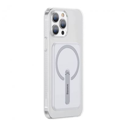 Baseus Crystal Magnetic Glass Case With a Bracket - хибриден удароустойчив кейс с MagSafe и вградена поставка за iPhone 13 Pro Max (прозрачен) 6