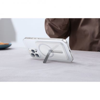Baseus Crystal Magnetic Glass Case With a Bracket - хибриден удароустойчив кейс с MagSafe и вградена поставка за iPhone 13 Pro Max (прозрачен) 7