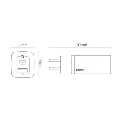 Baseus GaN 2 Lite Charger 65W (CCGAN2L-B01) - захранване за ел. мрежа за лаптопи, смартфони и таблети с USB-A и USB-C изходи и с технология за бързо зареждане (черен) 11