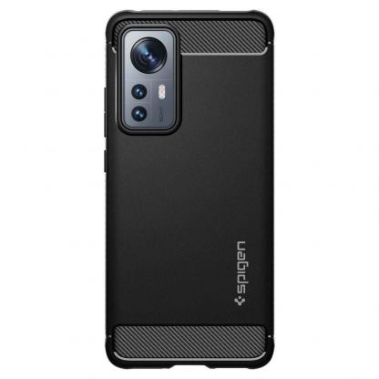 Spigen Rugged Armor Case - тънък качествен силиконов (TPU) калъф за Xiaomi 12, Xiaomi 12X (черен) 2
