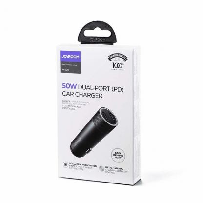 Joyroom Dual USB-C PD Quick Charge Car Charger 50W - зарядно за кола с 2xUSB-C изхода и технология за бързо зареждане (тъмносив) 7