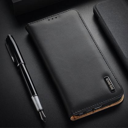Dux Ducis Hivo Genuine Leather Flip Wallet Case - кожен калъф от естествена кожа с поставка и отделение за кр. карти за Samsung Galaxy S22 Ultra (черен) 9