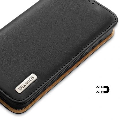 Dux Ducis Hivo Genuine Leather Flip Wallet Case - кожен калъф от естествена кожа с поставка и отделение за кр. карти за Samsung Galaxy S22 Plus (черен) 6
