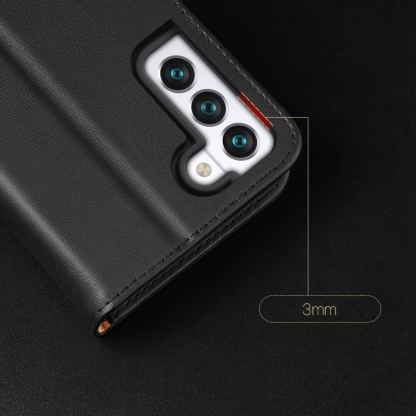 Dux Ducis Hivo Genuine Leather Flip Wallet Case - кожен калъф от естествена кожа с поставка и отделение за кр. карти за Samsung Galaxy S22 (черен) 11