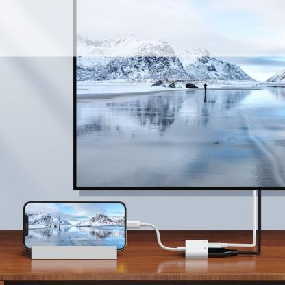 Joyroom Lightning to HDMI Adapter 1080p - адаптер за свързване от Lightning към HDMI вход за мобилни устройства с Lightning (бял) 4