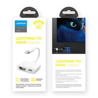 Joyroom Lightning to HDMI Adapter 1080p - адаптер за свързване от Lightning към HDMI вход за мобилни устройства с Lightning (бял) 5