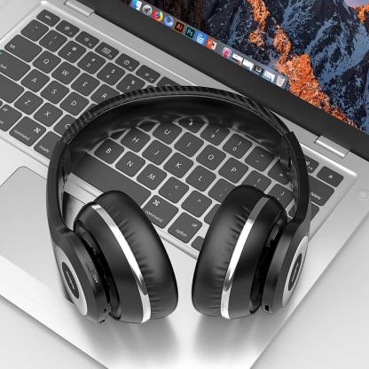 Ausdom Active Noise Cancelling Wireless Over-Ear Headphones - безжични блутут слушалки с микрофон за мобилни устройства с Bluetooth (черен-червен) 8