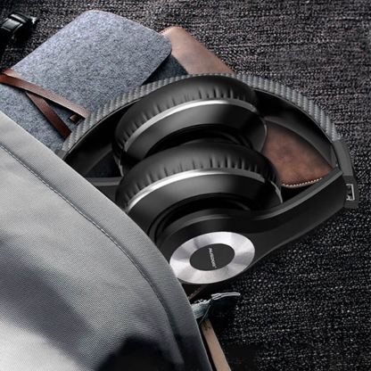 Ausdom Active Noise Cancelling Wireless Over-Ear Headphones - безжични блутут слушалки с микрофон за мобилни устройства с Bluetooth (черен-червен) 11
