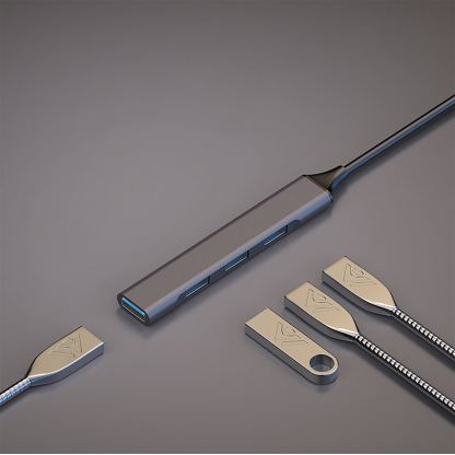 4smarts 4in1 USB-C 4-port USB Hub - 4-портов USB-C хъб за компютри и лаптопи (тъмносив)  2