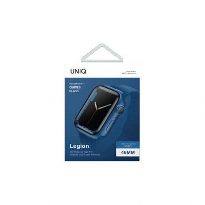 Uniq Legion Apple Watch Case 45mm - качествен твърд кейс с вграден стъклен протектор за дисплея на Apple Watch 7 45мм (син) 2