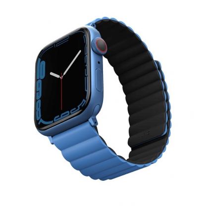 Uniq Revix Silicone Magnetic Strap - двулицевва магнитна силиконова каишка за Apple Watch 42мм, 44мм, 45мм (син-черен) 4