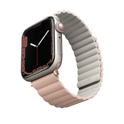 Uniq Revix Silicone Magnetic Strap - двулицевва магнитна силиконова каишка за Apple Watch 42мм, 44мм, 45мм (розов-бежов) 2