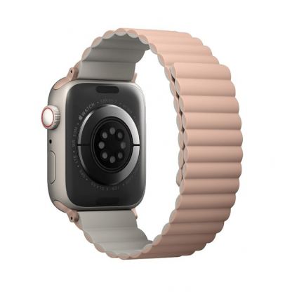 Uniq Revix Silicone Magnetic Strap - двулицевва магнитна силиконова каишка за Apple Watch 42мм, 44мм, 45мм (розов-бежов) 3