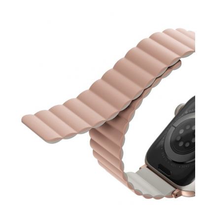 Uniq Revix Silicone Magnetic Strap - двулицевва магнитна силиконова каишка за Apple Watch 42мм, 44мм, 45мм (розов-бежов) 4