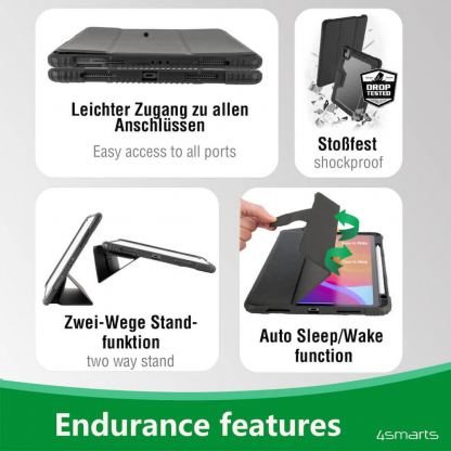 4smarts Endurance Folio Protective Case - удароустойчив хибриден кейс за iPad mini 6 (2021) (черен) 2