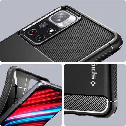 Spigen Rugged Armor Case - тънък качествен силиконов (TPU) калъф за Xiaomi Redmi Note 11T 5G, Xiaomi Redmi Note 11S 5G, Xiaomi Poco M4 Pro 5G (черен) 3