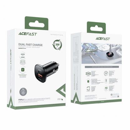 Acefast B1 Dual Car Charger 38W - зарядно за кола с USB-A и USB-C изходи с технология за бързо зареждане (черен) 6