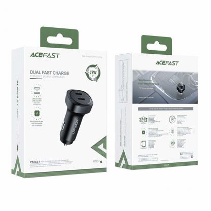 Acefast B2 Dual Car Charger 72W - зарядно за кола с 2xUSB-C изходи с технология за бързо зареждане (черен) 6