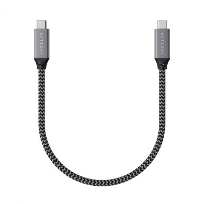 Satechi USB4 USB-C to USB-C Cable, 8K, 100W, 40Gbps - здрав USB4 кабел с въжена оплетка за устройства с USB-C порт (80 см) (черен) 2
