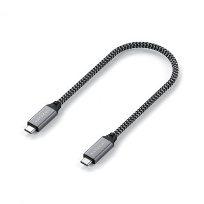 Satechi USB4 USB-C to USB-C Cable, 8K, 100W, 40Gbps - здрав USB4 кабел с въжена оплетка за устройства с USB-C порт (25 см) (черен) 2