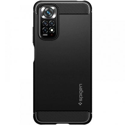 Spigen Rugged Armor Case - тънък качествен силиконов (TPU) калъф за Xiaomi RedMi Note 11, Note 11S (черен) 2