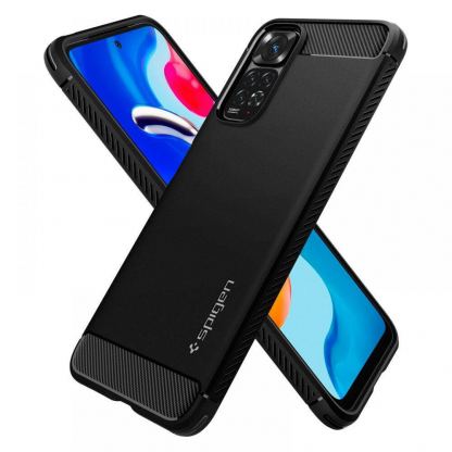 Spigen Rugged Armor Case - тънък качествен силиконов (TPU) калъф за Xiaomi RedMi Note 11, Note 11S (черен) 6