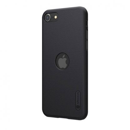 Nillkin Super Frosted Logo Cutout Case - поликарбонатов кейс с поставка за iPhone SE (2022), iPhone SE (2020), iPhone 8, iPhone 7 (черен) 2