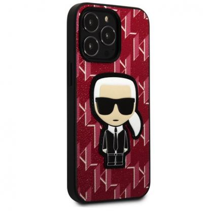 Karl Lagerfeld Monogram Ikonik Case - дизайнерски кожен кейс за iPhone 13 Pro Max (червен) 3