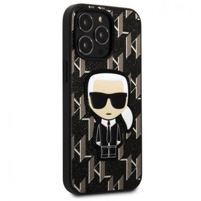 Karl Lagerfeld Monogram Ikonik Case - дизайнерски кожен кейс за iPhone 13 Pro Max (черен) 5