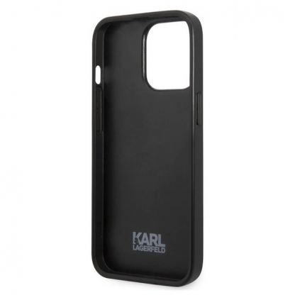 Karl Lagerfeld Monogram Ikonik Case - дизайнерски кожен кейс за iPhone 13 Pro (черен) 5
