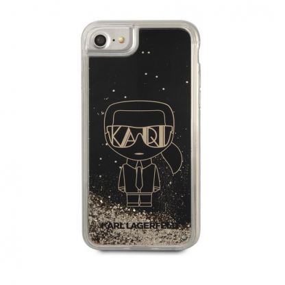 Karl Lagerfeld Liquid Glitter Gatsby Case - дизайнерски кейс с висока защита за iPhone SE (2022), iPhone SE (2020), iPhone 8, iPhone 7 (черен) 2