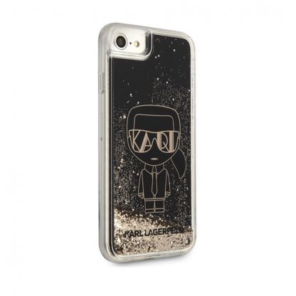 Karl Lagerfeld Liquid Glitter Gatsby Case - дизайнерски кейс с висока защита за iPhone SE (2022), iPhone SE (2020), iPhone 8, iPhone 7 (черен) 3