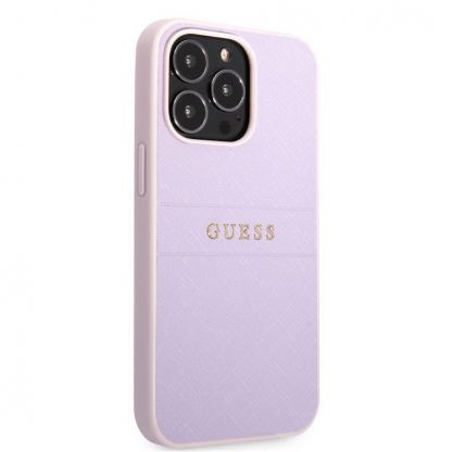 Guess Saffiano PU Leather Hard Case - дизайнерски кожен кейс за iPhone 13 Pro (лилав) 2
