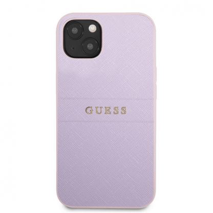Guess Saffiano PU Leather Hard Case - дизайнерски кожен кейс за iPhone 13 (лилав) 2