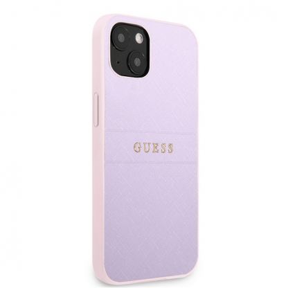 Guess Saffiano PU Leather Hard Case - дизайнерски кожен кейс за iPhone 13 (лилав) 3