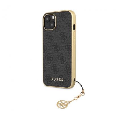 Guess 4G Charms Collection Hard Case - дизайнерски кожен кейс за iPhone 13 mini (сив)
