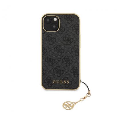 Guess 4G Charms Collection Hard Case - дизайнерски кожен кейс за iPhone 13 mini (сив) 2