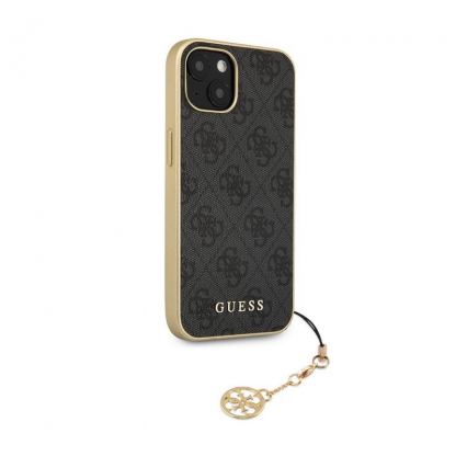 Guess 4G Charms Collection Hard Case - дизайнерски кожен кейс за iPhone 13 mini (сив) 3