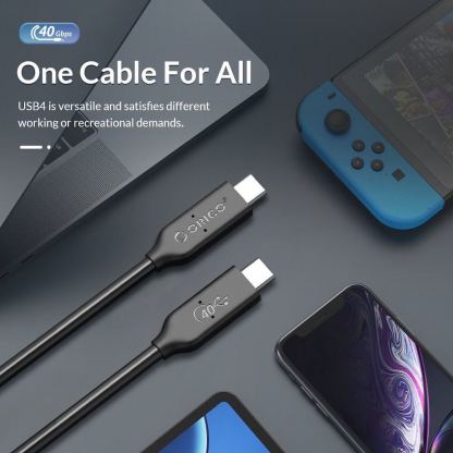 Orico USB4 USB-C to USB-C Cable, 8K, 100W, 40Gbps - здрав USB4 кабел за устройства с USB-C порт (30 см) (черен) 13