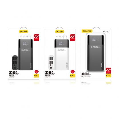 Dudao K8Max Power Bank With LCD 30000 mAh 4A - външна батерия с четери USB-A и технология за бързо зареждане (черен) 8