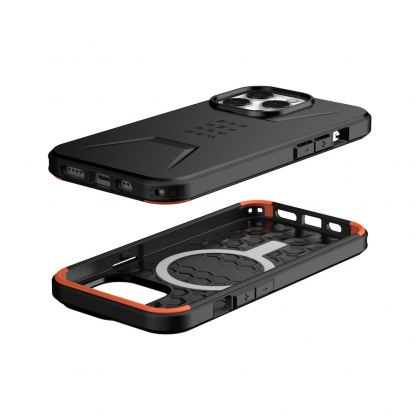 Urban Armor Gear Civilian MagSafe Case - удароустойчив хибриден кейс с вграден магнитен конектор (MagSafe) за iPhone 13 Pro (черен) 5