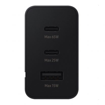 Samsung Power Adapter Trio 65W Wall Charger EP-T6530NB - захранване за ел. мрежа за лаптопи, смартфони и таблети с USB-A и 2xUSB-C изходи с технология за бързо зареждане (черен) (ритейл опаковка) 3