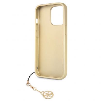 Guess 4G Charms Collection Hard Case - дизайнерски кожен кейс за iPhone 13 Pro (сив) 3