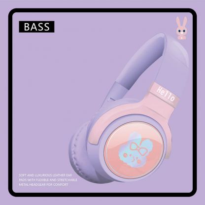 Gjby CA-032 BT Kids Wireless On-Ear Headphones - безжични блутут слушалки, подходящи за деца (лилав) 2